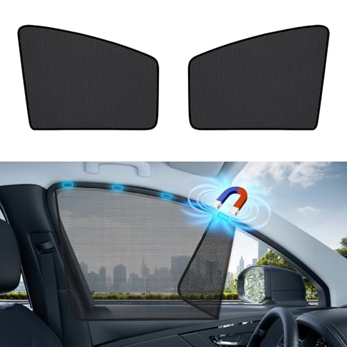 Aokway Car Side Window Sunshades, Driver Car Window Screen Mesh, Universal Fit for Camping and UV Protection (Black, Front Side 2pcs) - color: black, size: Front Side 2pcs