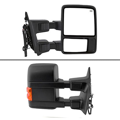AKKON - For 08-16 Ford SuperDuty Extendable Towing Power Telescoping Wide Angle Side Mirrors Left + Right - size: Driver and Passenger Sides