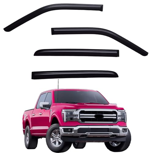 Window Visors Rain Guards fits Ford F150 SuperCrew 2015-2026, Window Wind Deflectors Vent Shades for 2017-2026 F-150 Raptor/F250 F350 F450 Super Duty, 16 18 19 20 21 22 23 24 25 - size: 2015-2026 F150 SuperCrew
