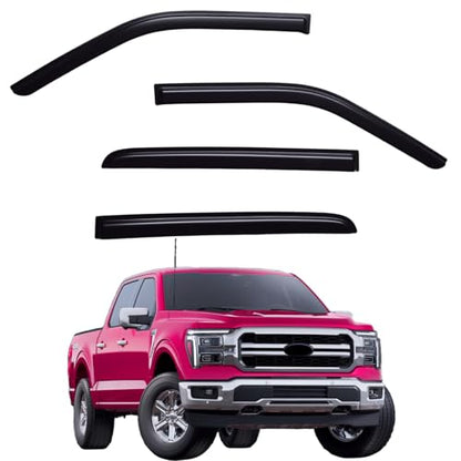 Window Visors Rain Guards fits Ford F150 SuperCrew 2015-2026, Window Wind Deflectors Vent Shades for 2017-2026 F-150 Raptor/F250 F350 F450 Super Duty, 16 18 19 20 21 22 23 24 25 - size: 2015-2026 F150 SuperCrew