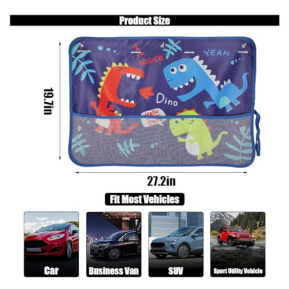 Car Window Shade for Baby, Blackout Car Window Curtain with Storage Pockets & 7 Suction Cups, Cartoon Pattern Cars Side Window Sun Shade Cover for Sun/Heat/UV Rays Protection (Blue-Dinosaurs) - color: Blue-Dinosaurs