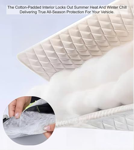 Heavy Duty Thickened Car Snow Cover Enlarge with Hood Protection, Windshield Sunshade w/ Waterproof PEVA+Cotton Filling+Taffeta Inner Against Heat & Uv, Snow＆ Ice, Dirt for Sedans, Suvs, Hatchbacks
