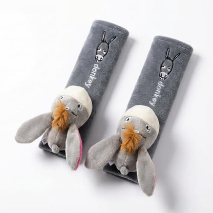 UNICOLD 2-Pack Ultra-Soft Short Plush Seatbelt Cover, Cute Animal Edition – Cloud-Like Shoulder Pad for a Comfy Ride for Adults & Kids (G-Donkey) - style: G-Donkey