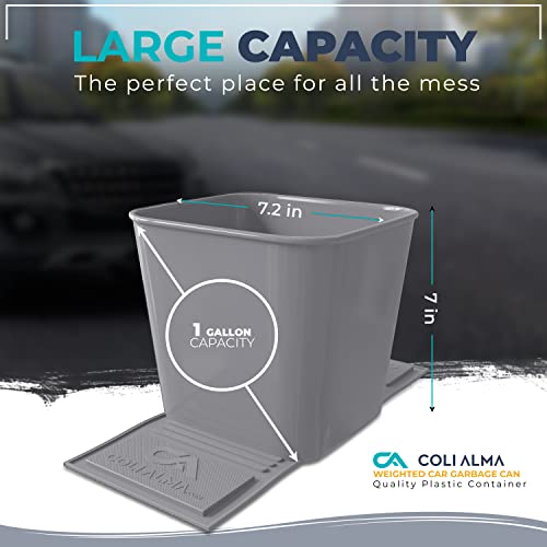 Garbage Can Trash Bin Waste Container Wastebasket for Auto Car Vehicle Boat Truck Quality Plastic Large 1 Gallon 4 Liter, Leakproof Quality for Life Gray - color: Gray