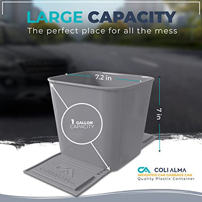 Garbage Can Trash Bin Waste Container Wastebasket for Auto Car Vehicle Boat Truck Quality Plastic Large 1 Gallon 4 Liter, Leakproof Quality for Life Gray - color: Gray