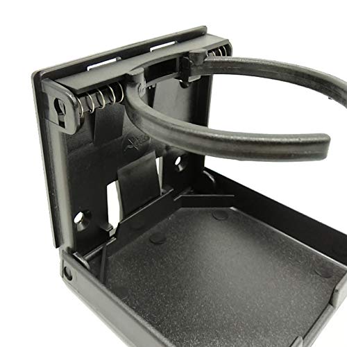 TIHOOD 2PCS Adjustable Folding Drink Holder with Screws/Adjustable Cup Holder for Marine/Boat/Caravan/Car (Black) - color: Black
