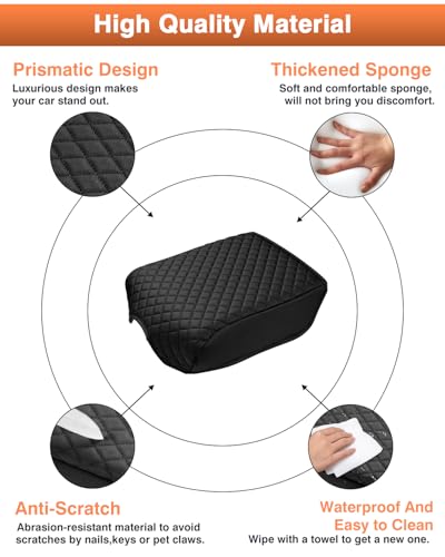 Shademax Center Console Cover for Ford F150 2021-2025 2026 Accessories, F150 Armrest Cover Bucket Seat Console Arm Rest Cushion Pad Leather Middle Console Armrest Lids Protector (Bucket Seat Only) - size: for 2021-2026 Ford F150 Bucket Seat Console