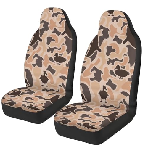 Duck Hunter Camo Car Seat Covers Front Seats 2 Pcs Automotive Interior Seat Covers Stretch Polyester Fabric Cover All-Season Protection Suitable for Most Cars,SUV,Sedan - color: Duck Hunter Camo