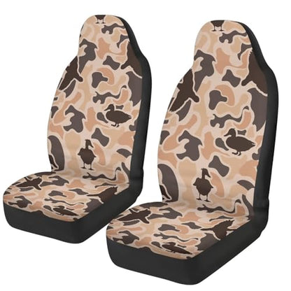 Duck Hunter Camo Car Seat Covers Front Seats 2 Pcs Automotive Interior Seat Covers Stretch Polyester Fabric Cover All-Season Protection Suitable for Most Cars,SUV,Sedan - color: Duck Hunter Camo