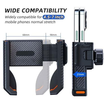 xik Phone Mount Holder with Double Adjustable arm for Boat Kayak Car Truck UTV - Round AMPS Base, [1s Lock & Release][360°Adjustable], Fits 4.7"-7.2" Phones, Heavy Duty, Wall Mount - style: Double-arm style