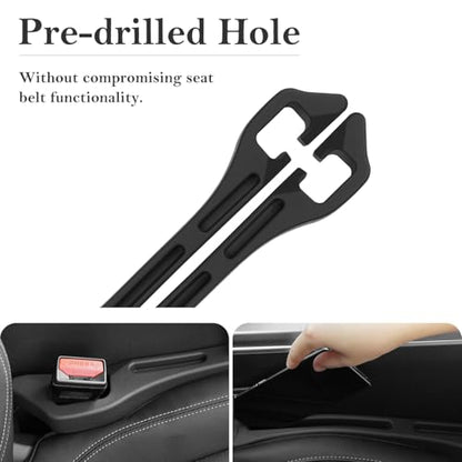Car Seat Gap Filler 2-Pack, Universal Car Seat Gap Filler Organizer, Seat Gap Plug – Fills Gap Between Seat & Console (Premium Black) - color: Premium Black