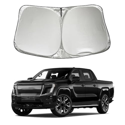 Car Windshield Sun Shade Sunshade Compatible with Chevrolet Chevy Silverado EV/GMC Sierra EV 2024-2025 2026 Large Truck Accessories, Foldable Car Front Window Sun Shield Visor