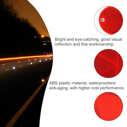 10 Pack 4.5 Inch Red Screw on Reflectors, DOT SAE Approval Road Safety Fence Gate Posts Rear Reflectors for Mailboxes Driveway Trailer Caravan Tunnels Truck Tractor Boat Lorry Motorcycle