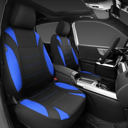 CAR PASS Neoprene Wetsuit Seat Covers, Waterproof Car Seat Covers Front with 5mm Composite EVA, Universal Fit for Car,Sedan SUV Trucks Anti Slip, Airbag Compatible(Black and Blue - color: Blue front