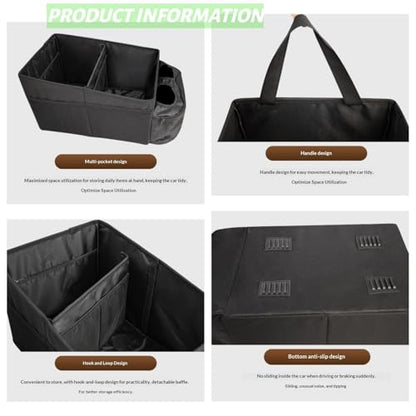 Car Front Seat Organizer for Between Seats, Multi-Compartment Storage Caddy with Dual Cup Holders, Detachable Divider, 600D Oxford Cloth, Road Trip Essentials, Black - size: Double cup holder