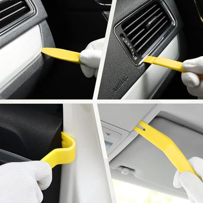 LivTee 5 pcs Auto Trim Removal Tool Kit, No Scratch Plastic Pry Tool Kit - Interior Door Panel Clip Fastener Removal Set for Vehicle Dash Radio Audio Installer (Yellow) - color: Yellow