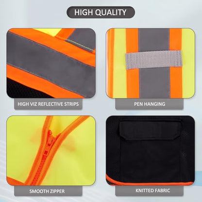 High Visibility Reflective Safety Vest with Zipper and Pockets (Yellow & Black),Medium - color: Yellow/Black, size: Medium