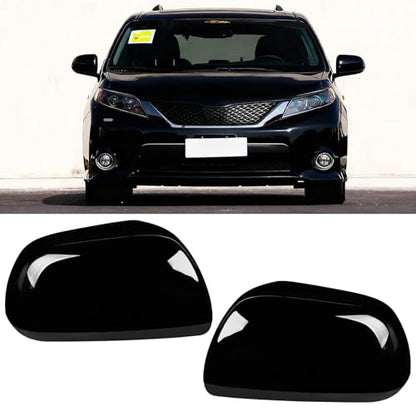 Moonlinks 1Pair Compatible with 2012 2013 2014 2015 2016 2017 2018 2019 2020 Toyota Sienna Mirror Cover Replacement, Black Left Driver Side&Right Passenger Side Door Rearview Side Clip-on Mirror Cap - color: Pair Black