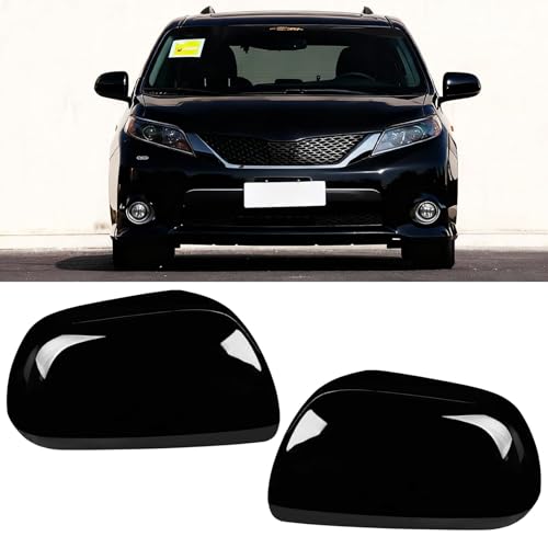 Moonlinks 1Pair Compatible with 2012 2013 2014 2015 2016 2017 2018 2019 2020 Toyota Sienna Mirror Cover Replacement, Black Left Driver Side&Right Passenger Side Door Rearview Side Clip-on Mirror Cap - color: Pair Black