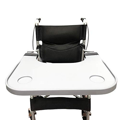 Wheelchair Tray Table with Cup Holder, Removable Lap Tray, Portable Wheelchair Desk Accessories for Eating, Reading, Resting, Fits Width of Armrests of 16" - 20", Gray