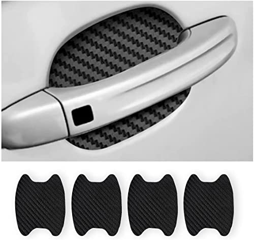 XINLIYA 4PCS Car Door Handle Protector Sticker, Universal Carbon Fiber Anti-Scratches Auto Door Handle Protective Film, Side Paint Cover Guard Stickers Fit for Most Cars (Black) - color: Black