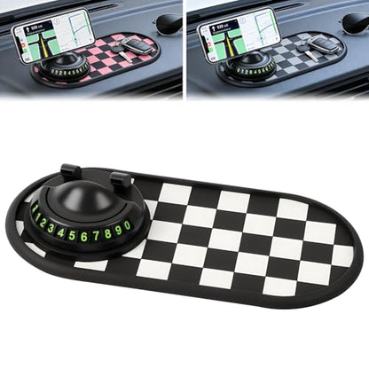 Mobile Phone Bracket Anti-Slip Mat,Multifunction Car Dashboard Mat with Temporary Parking Number,360° Rotating Adjustable Phone Holder,Universal Fit Anti-Slip Mat,PVC (Style B) - color: Style B