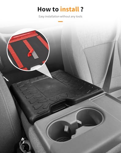Armrest Cover Compatible with 2021-2025 Ford F150/F250/F350/F450 Center Console Cover TPE Waterproof Car Armrest Seat Box Pad - color: For 2021+