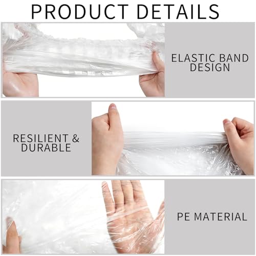 4 Pack Disposable Plastic Car Cover, Universal Clear Rain Dust Garage Cover with Elastic Band, for Indoor Garage Use, Sedans and SUVs, 12 ft x 22 ft