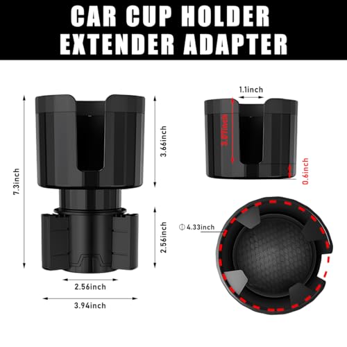 Yourkar Car Cup Holder Extender, Automotive Insert Cup Holder with Adjustable Base, Expandable Auto Adapter Accommodates Cups with Ears and Large Water Bottles, Car Accessories