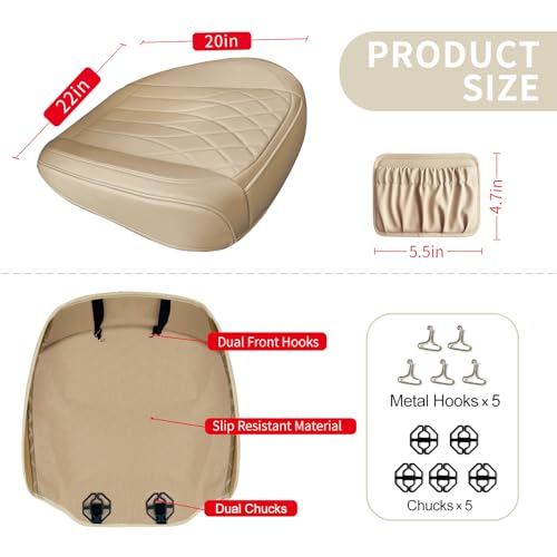 BEITK 2 Pack Leather Front Car Seat Cover Bottom Car Seat, Universal Anti-Slip Driver Car Seat Protectors with Storage Pocket, Waterproof Bottom Auto Seat Cushion Pad Mat for Most Vehicles(Beige) - color: cushion pair beige