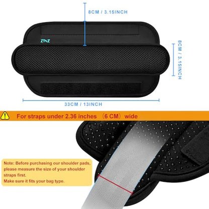 ZINZ Ultra Thick & Breathable Universal Shoulder Pad Cushion for Bag - Long & Comfort - color: Black