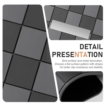 Car Dashboard Non Slip Mat, 11.8" x 5.9" Anti-Slide Grid Sticky Dash Pad, Multifunctional Dashboard Gripping Pad for Cell Phones, Keys, Sunglasses, Electronic Devices (Black & Gray) - color: Black & Gray