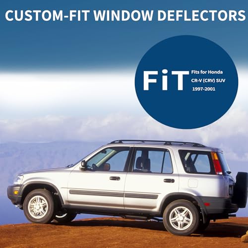 4PCS Rain Guards Window Visors Wind Deflector Fits for Honda CR-V (CRV) SUV 1997-2001, Front & Rear Outside Mount Vent Shade 1997 1998 1999 2000 2001 - size: For 1997-2001 Honda CRV