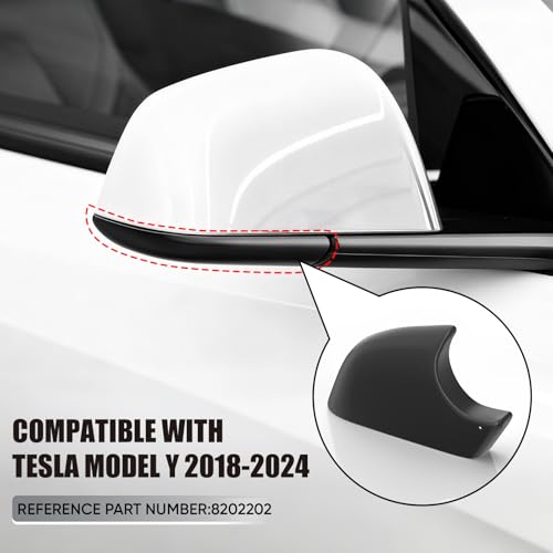 Tesla Model Y Mirror Bottom Cover, Right Passenger Side Lower Rearview Mirror Trim Housing Cap Replacement for 2018-2025 Tesla Model Y Accessories, Black - size: Right