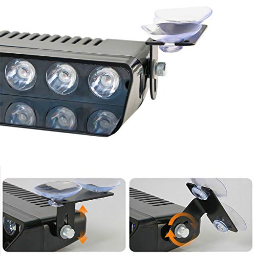 Blue Led Strobe Flash Light Emergency Warning 12-Led Sucker Dashboard Interior Roof Windshield Dash Safe Caution Hazard Light with Suction Cups for Vehicle Boat SUV Firemen Fog DC 12V - color: Blue