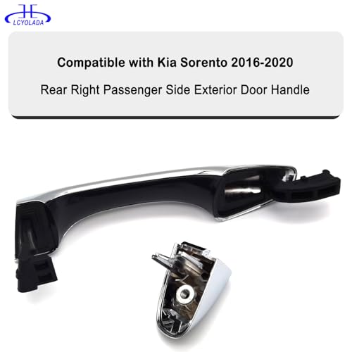 Exterior Door Handle with End Cap Cover - Rear Right Passenger Side Chrome for 2016-2020 Kia Sorento - Replaces 82661-C5010, 83662-C5010 - size: Rear Right