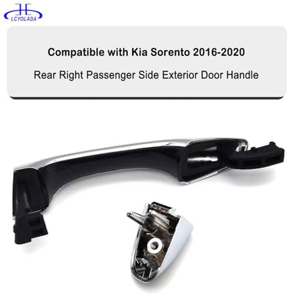 Exterior Door Handle with End Cap Cover - Rear Right Passenger Side Chrome for 2016-2020 Kia Sorento - Replaces 82661-C5010, 83662-C5010 - size: Rear Right