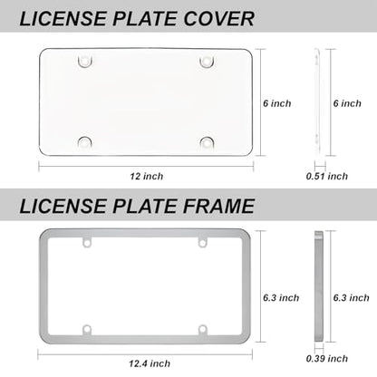 2Pack License Plate Cover and Frames,Clear Front and Rear License Plate Holder Shield,Unbreakable Car Licence Plate Chrome Frame Protector fits Any Standard US Plates (Chrome Frame) - color: Chrome Frame with Clear Cover