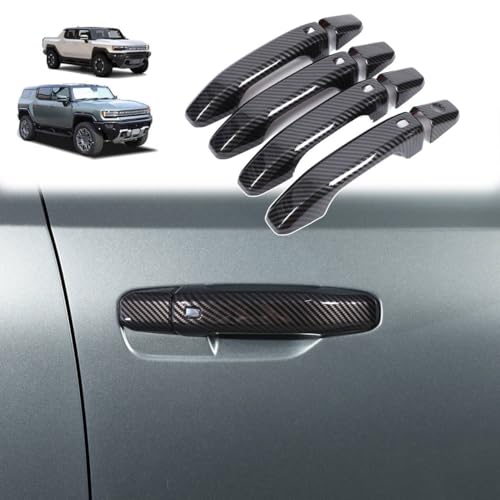 for Hummer EV Accessories Exterior Door Handle Covers Compatible with Hummer EV SUV Truck 2022-2024 2025 ABS Car Door Handle Protectors Cap,Front Rear Outer fror 4 Door,8PCS (Carbon Fiber Pattern) - color: Carbon Fiber Pattern