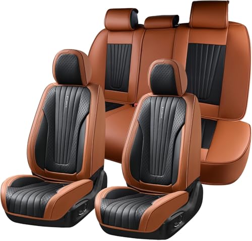 FLORICH Car Seat Covers, Premium Leatherette Car Seat Covers Full Set, Waterproof Leather Car Seat Cushion Front Seats and Back, Breathable Seat Protectors for Sedans Cars SUV Trucks - Black&Brown - color: Brown&Black, size: Fullset