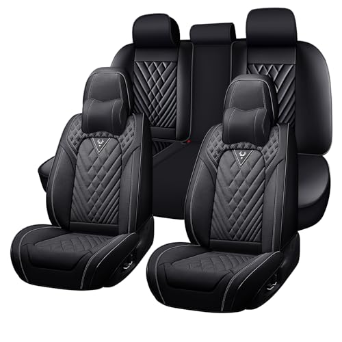 for Chrysler Voyager 2000-2025 Car Seat Covers, Premium Car Seat Cushion,Waterproof Seat Protectors, Luxury Automotive Interior Accessories (5-Seat Set with Pillow, Black) - color: Black, size: 5-Seats Set with Pillows