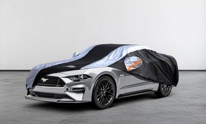 Mustang Car Cover Waterproof All Weather with Silver Strip Design, Custom Fit for Ford Mustang 1994–2025, Mustang Accessory with Door Zipper & Windproof Straps - size: Custom Fit Ford Mustang