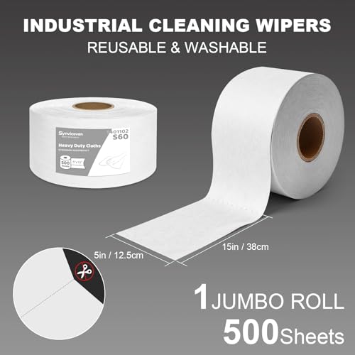 Cleanroom Wipes Heavy Duty Cloths, Lint-Free and Extra Absorbent Towels Jumbo Roll, Green (15"x 5", 500 PCS) - color: White