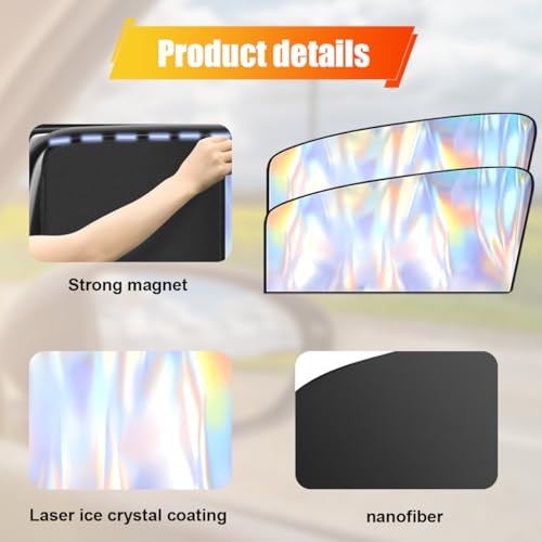 2PCS Car Side Window Sun Shade, UV Protection Car Windshield Window Cover, Magnetic Auto Front Seat Privacy Curtain for Baby, Universal Camping Accessories for Block Sunlight (Front) - size: Front