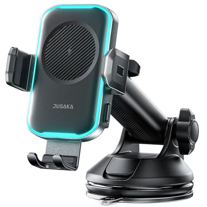 Wireless Car Charger,15W Fast Charging Auto Clamping Phone Holders for Your Car Compatible with iPhone 16/15/14/13, for Samsung Galaxy S24 Ultra S23 S22 S21, S20, S10+, Black - color: Black