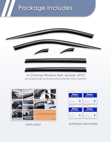 6-pcs Window Rain Guard for Toyota RAV4 2019-2025 RAV 4 Low-Profile Rain Guards Side Window Visors Low Profile Vent Visor Window Deflectors Tape-On Vent Shades Car Accessories - size: 2019-2025 Toyota RAV4