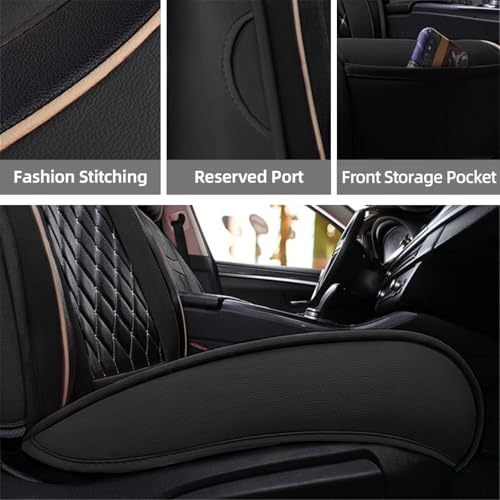 SanQing Car Seat Covers Full Set, Super Luxurious Heavy Universal Duty Waterproof Leather Automotive Vehicle Cover for Cars SUV Pick-up Truck, Non-Slip Seat Car Accessories (Full Set/Black) - color: Full Set/Black