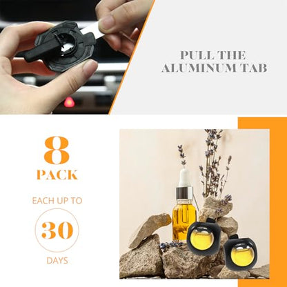 Car Air Freshener Vent Clips, 8 Pack, Provides Long-Lasting Scent, Up to 240 Days, Odor Eliminator (Citrus) - color: Citrus