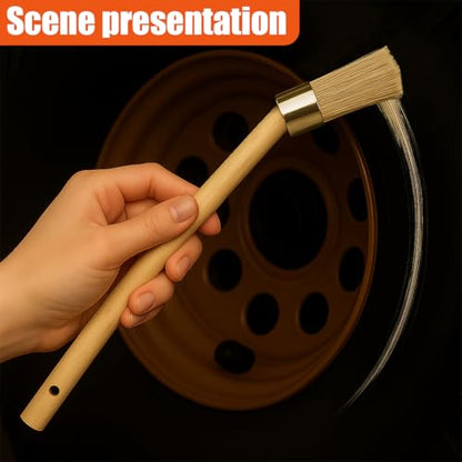 2PCS Car Curved Tire Mounting Paste Lube Brush, 45 Degree Angle Head Auto Wheel Applicator Brush with 11.8" Wooden Handle, Rim Deep Cleaning Tool for Easy Lubricant Application(Wood) - color: Wood