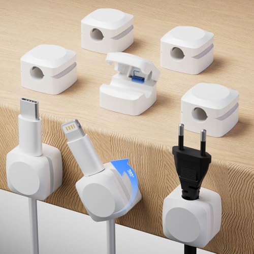 Rotatable Cord Organizer, Enhanced Spring Cable Clips, Strong Adhesive Cable Management, Desk Cord Holder for Nightstand, Office Accessories and Car (8*White) - color: 8*White